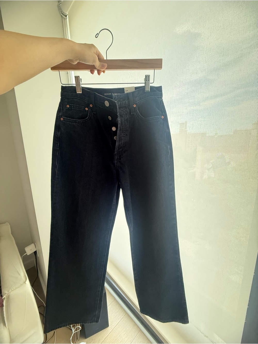 Denim Forum High-rise Black Wide-Leg Jeans